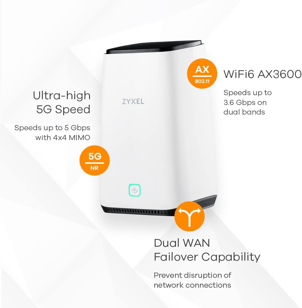 Zyxel Nebula FWA510 5G NR AX3600 WiFi 6 Router – Ultra-schnelles Dual-WAN Cloud Management