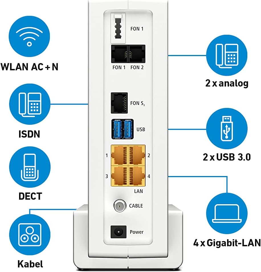 AVM FRITZ!Box 6591 Kabel Router: DOCSIS 3.1, Dual-WLAN AC+N, VoIP-Telefonanlage