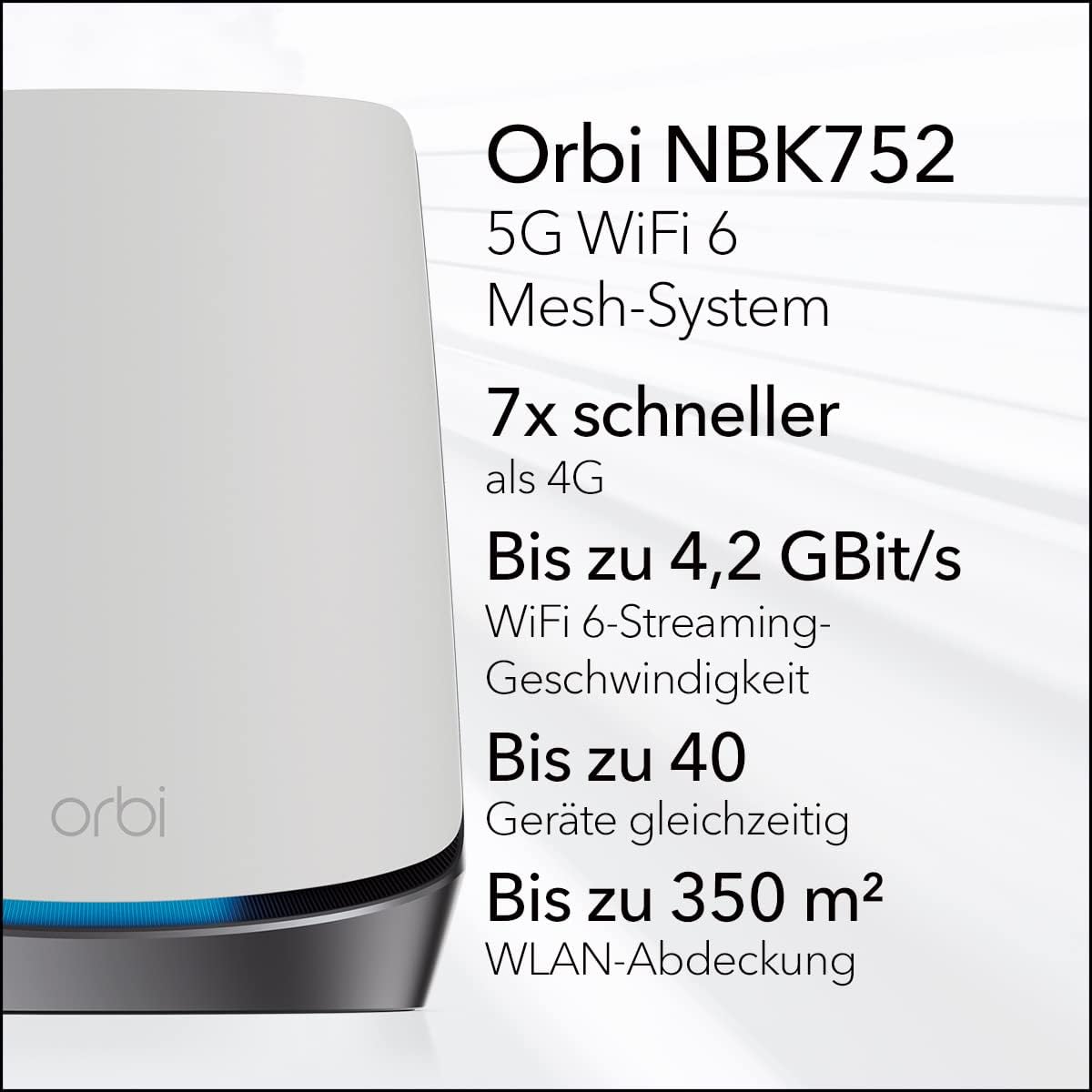 NETGEAR Orbi NBK752 5G LTE WiFi 6 Mesh System – AX4200 Tri-Band WLAN Router für Zuhause