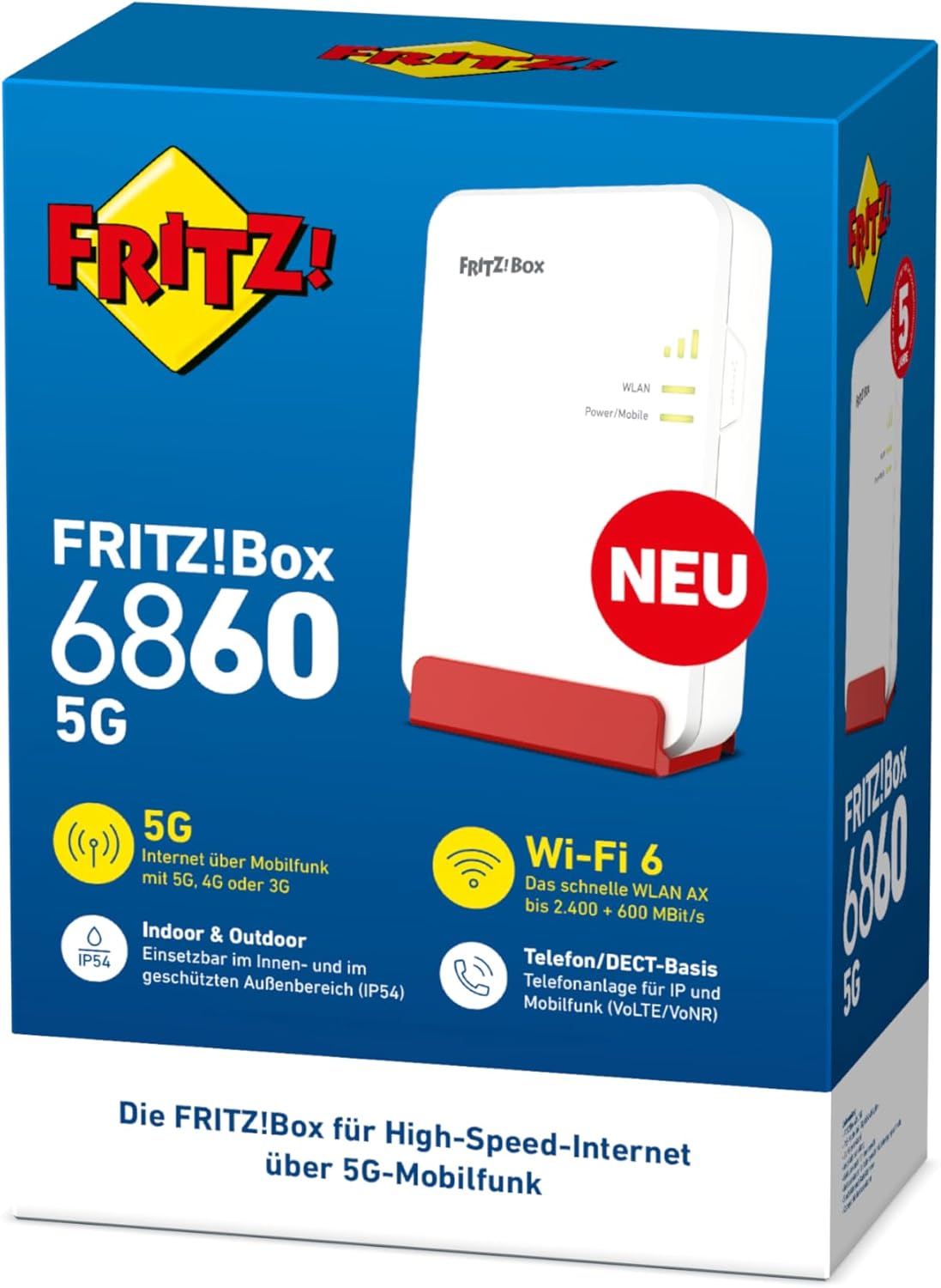 AVM FRITZ!Box 6860 5G Router: Robustes Wi-Fi 6 Outdoor/Indoor Mobilfunk-Internet mit PoE+