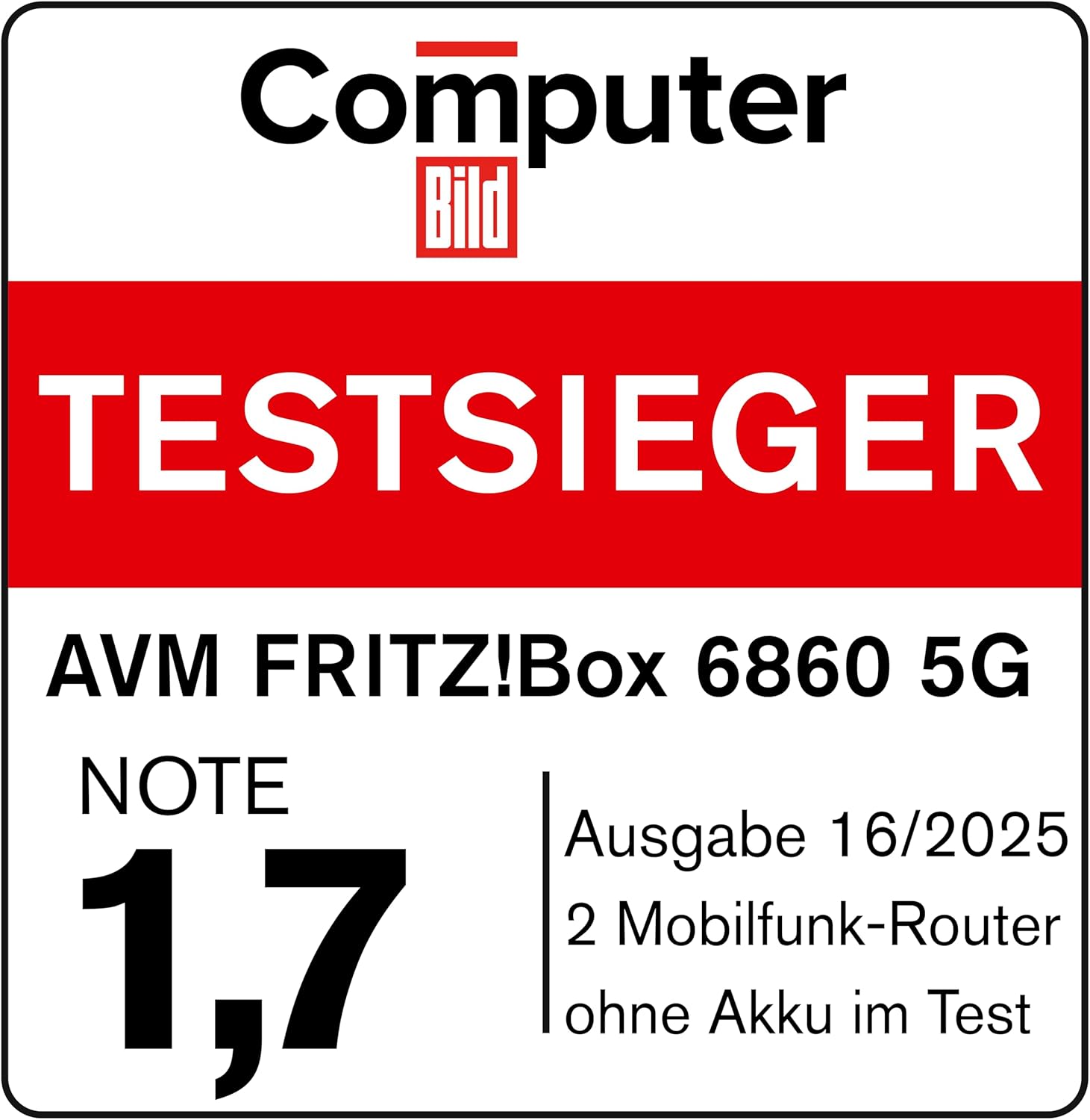 FRITZ!Box 6860 5G Mobilfunk-Router: Ultraschnelles Wi-Fi 6, PoE+ wetterfest, DECT-Basis für Smart Home