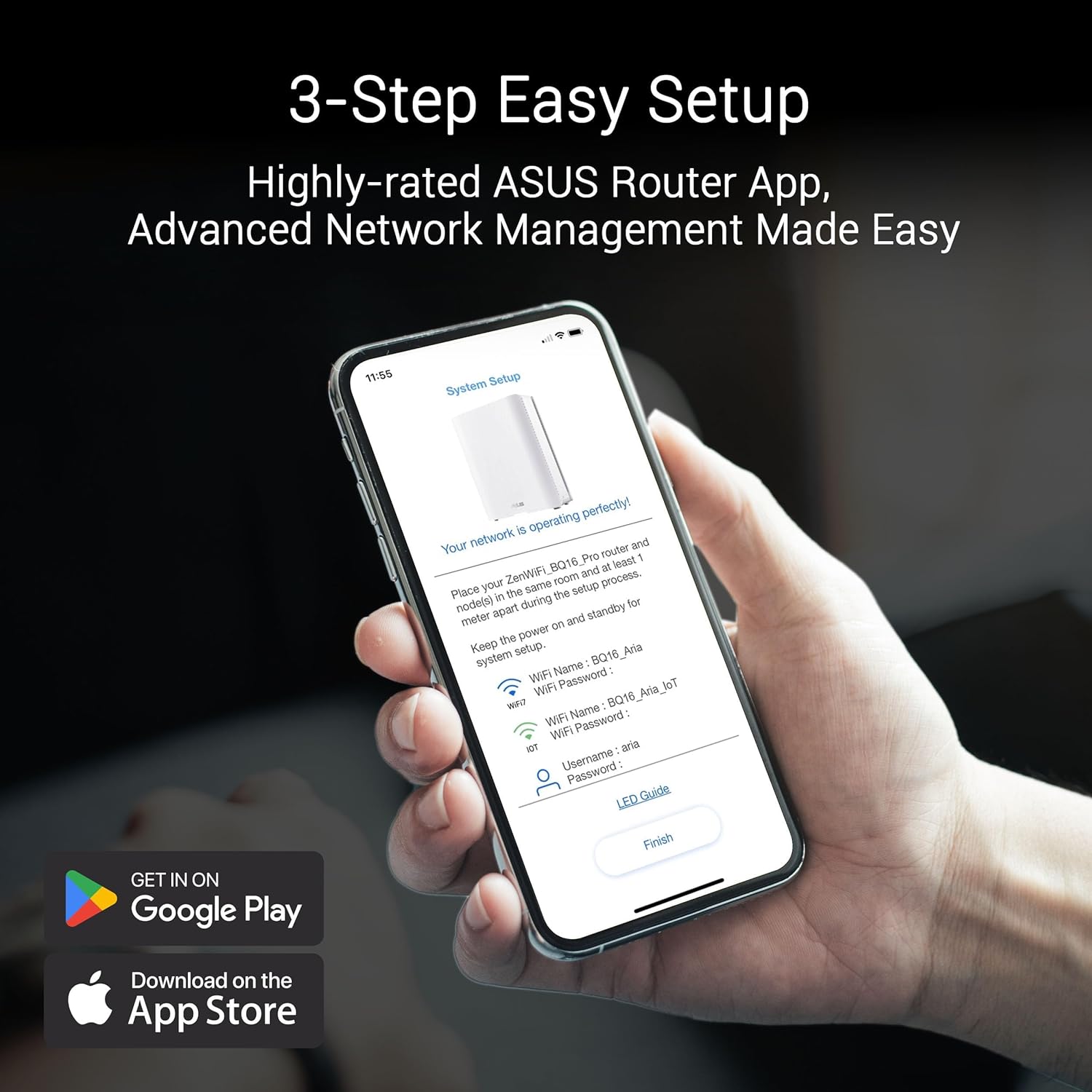 ASUS ZenWiFi BQ16 WiFi 7 Quad-Band Mesh Router, BE2500, 10G Ports, Smart Home, VPN