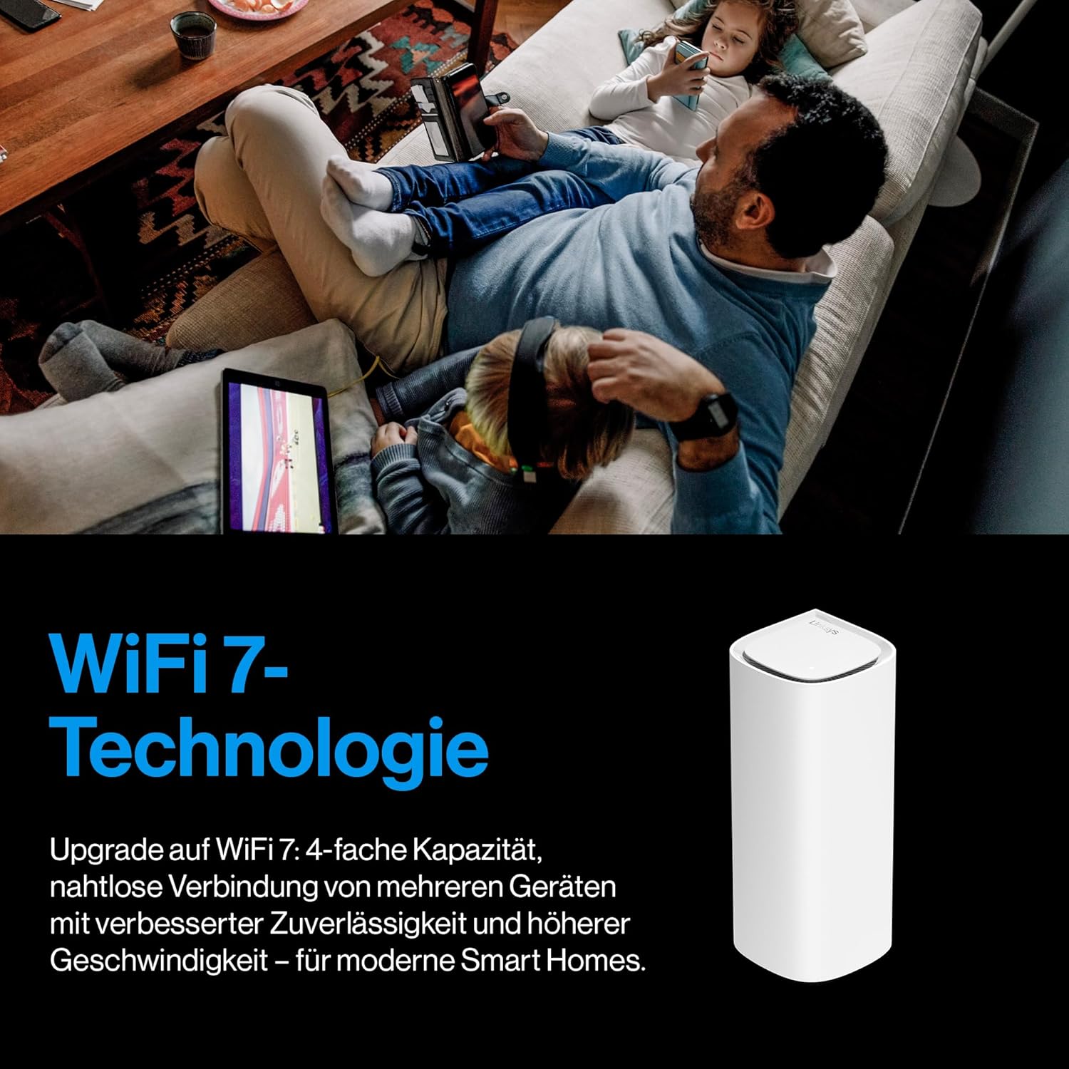 Linksys Velop Pro 7 WiFi 7 Mesh MBE7002 Tri-Band 10 Gbit/s Heimnetzwerk 2er-Pack