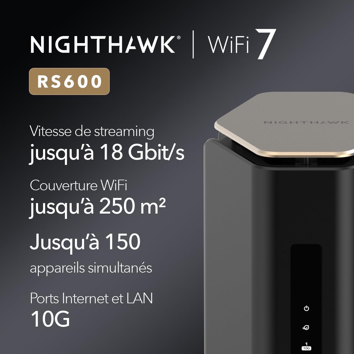 NETGEAR Nighthawk RS600 Tri-Band WiFi 7 Router Ultraschnell 18 Gbit/s Heimnetzwerk Gaming Streaming