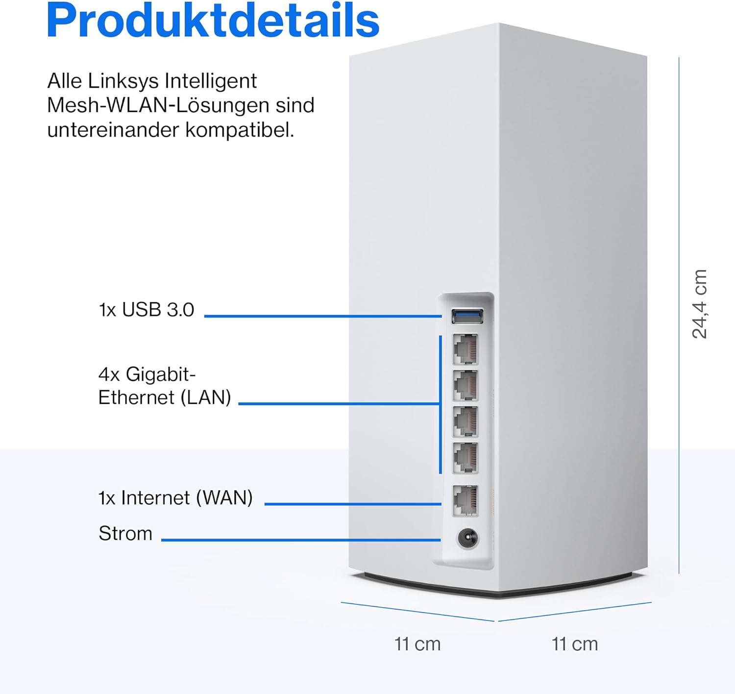 Linksys Velop MX5300 Tri-Band Mesh-WiFi 6 AX5300: WLAN für Zuhause, 260m² Abdeckung