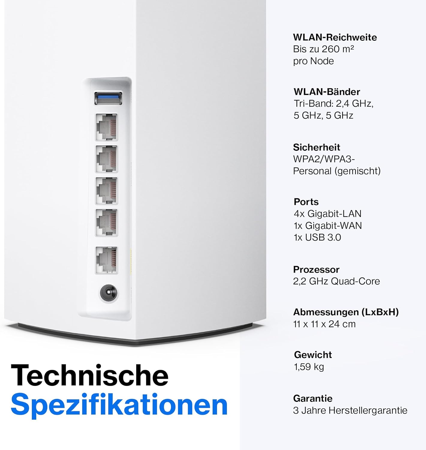 Linksys Velop MX5300 Tri-Band Mesh-WiFi 6 AX5300: WLAN für Zuhause, 260m² Abdeckung