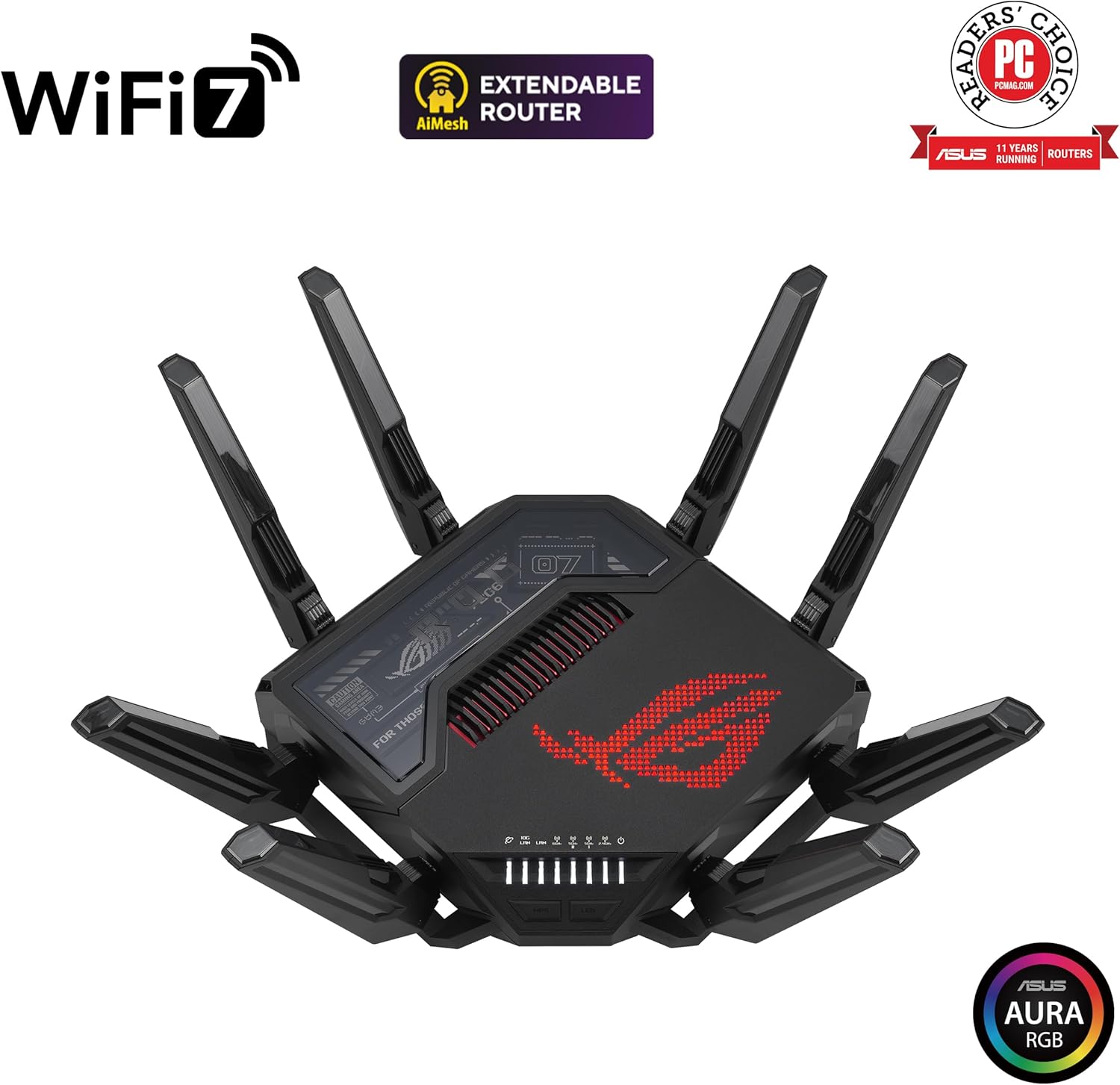 ASUS ROG Rapture GT-BE98 WiFi 7 Gaming Router: Dual 10G, Aura RGB