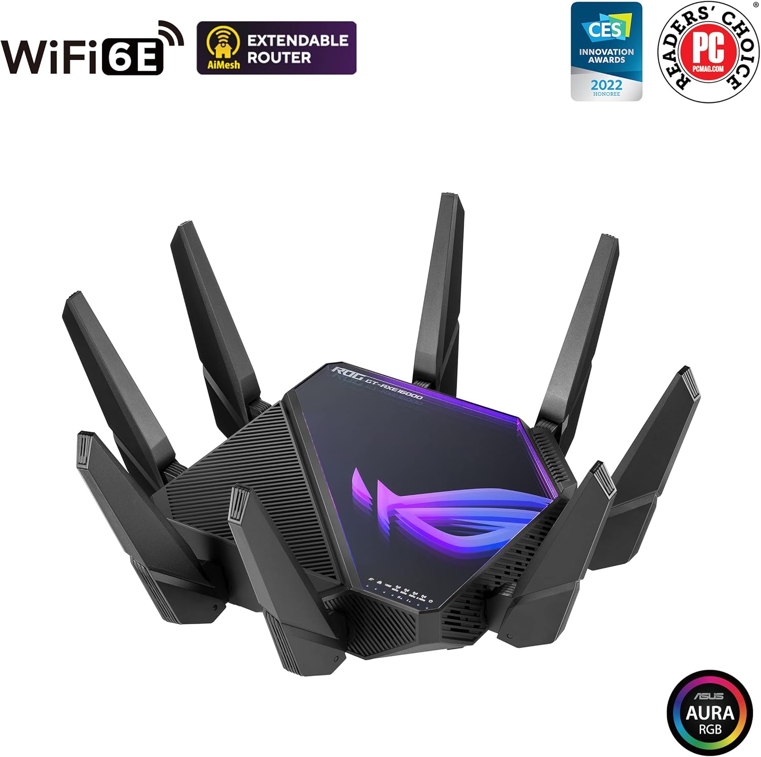 ASUS ROG Rapture GT-AXE16000 WiFi 6E Gaming Router: 16000Mbit/s, 10G, AiMesh